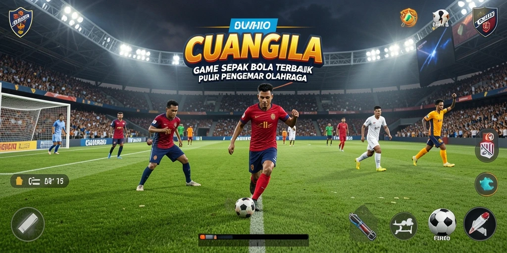 Tampilan gameplay mendebarkan di CUANGILA dengan aksi sepak bola nyata.