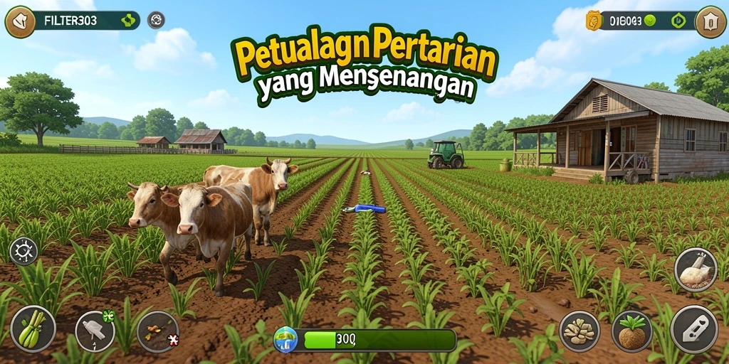 Gameplay menarik FILTER303 dengan aktivitas pertanian berbasis visual.