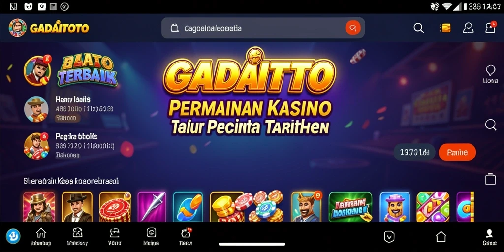 Tangkapan layar utama GADAITOTO memperlihatkan gameplay Kasino yang mendebarkan.