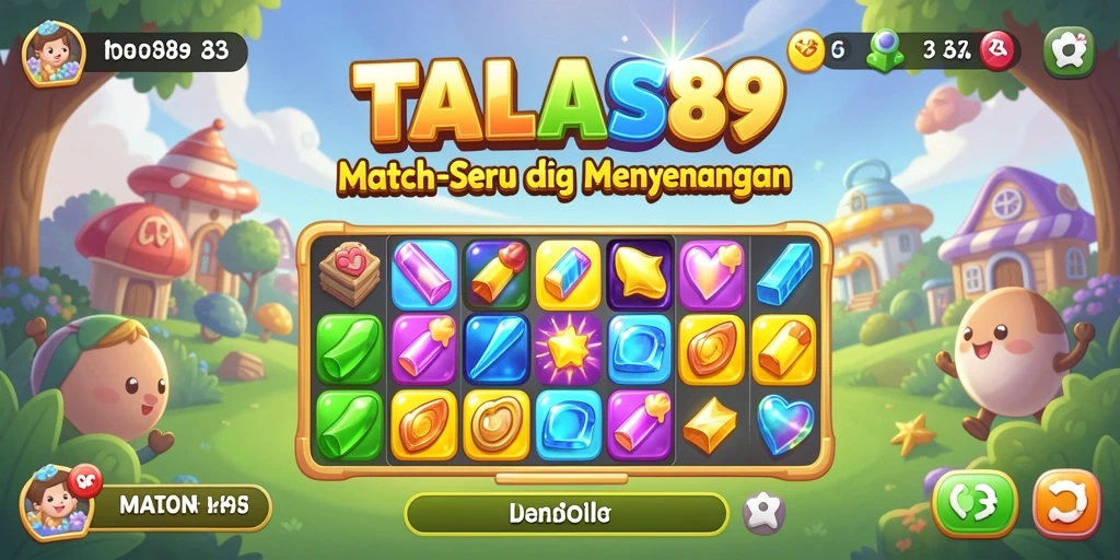 Screenshot utama TALAS89 menunjukkan gameplay Match-3 yang menarik.