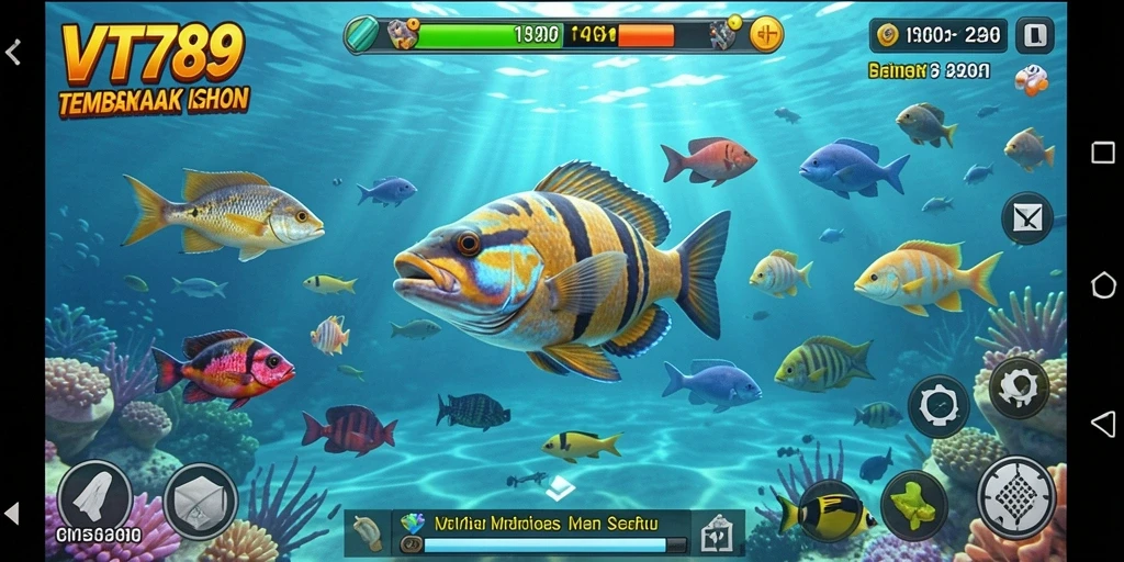Screenshot gameplay VT789 menampilkan aksi menembak ikan yang seru.
